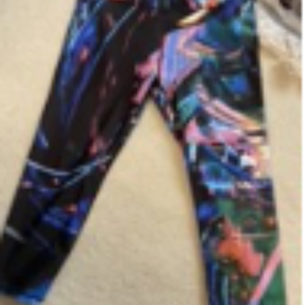 black and multi colored leggings